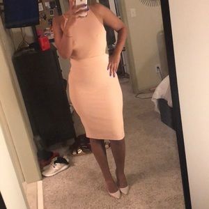 Light pink ribbed TopShop midi